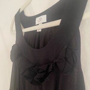 Ann Taylor Loft Size 10 Sleeveless Black Dress Knee Length w/ Tie Back Waist